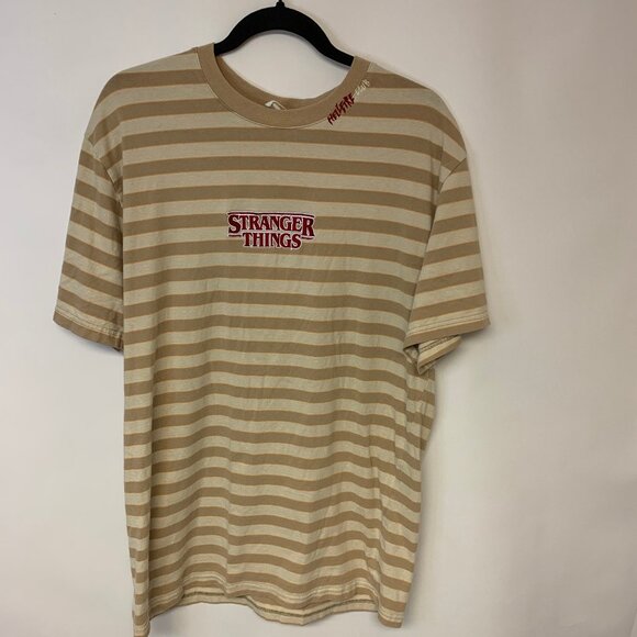 Stranger Things Hellfire Club Tee TV Series Goth Grunge Striped Men’s SZ XL - Picture 1 of 8